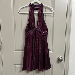 Free People Maroon Sequin Party Dress